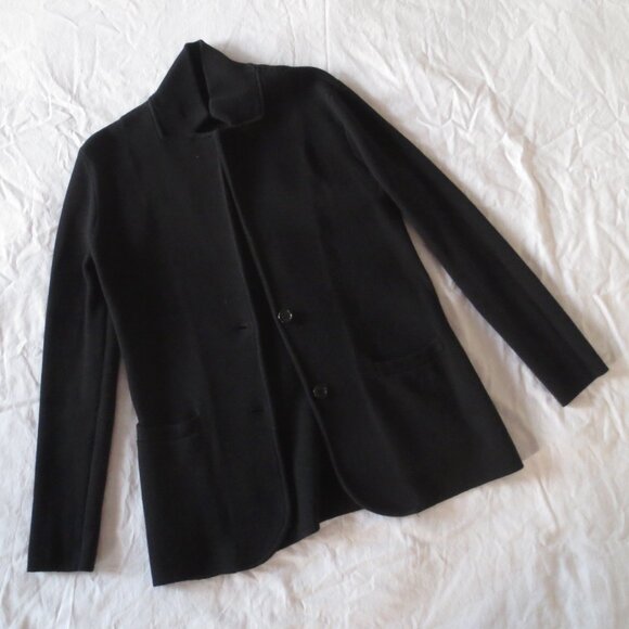J Crew Black Cotton Knit Sweater Blazer Jacket 100% Cotton Size S Small - Picture 2 of 6